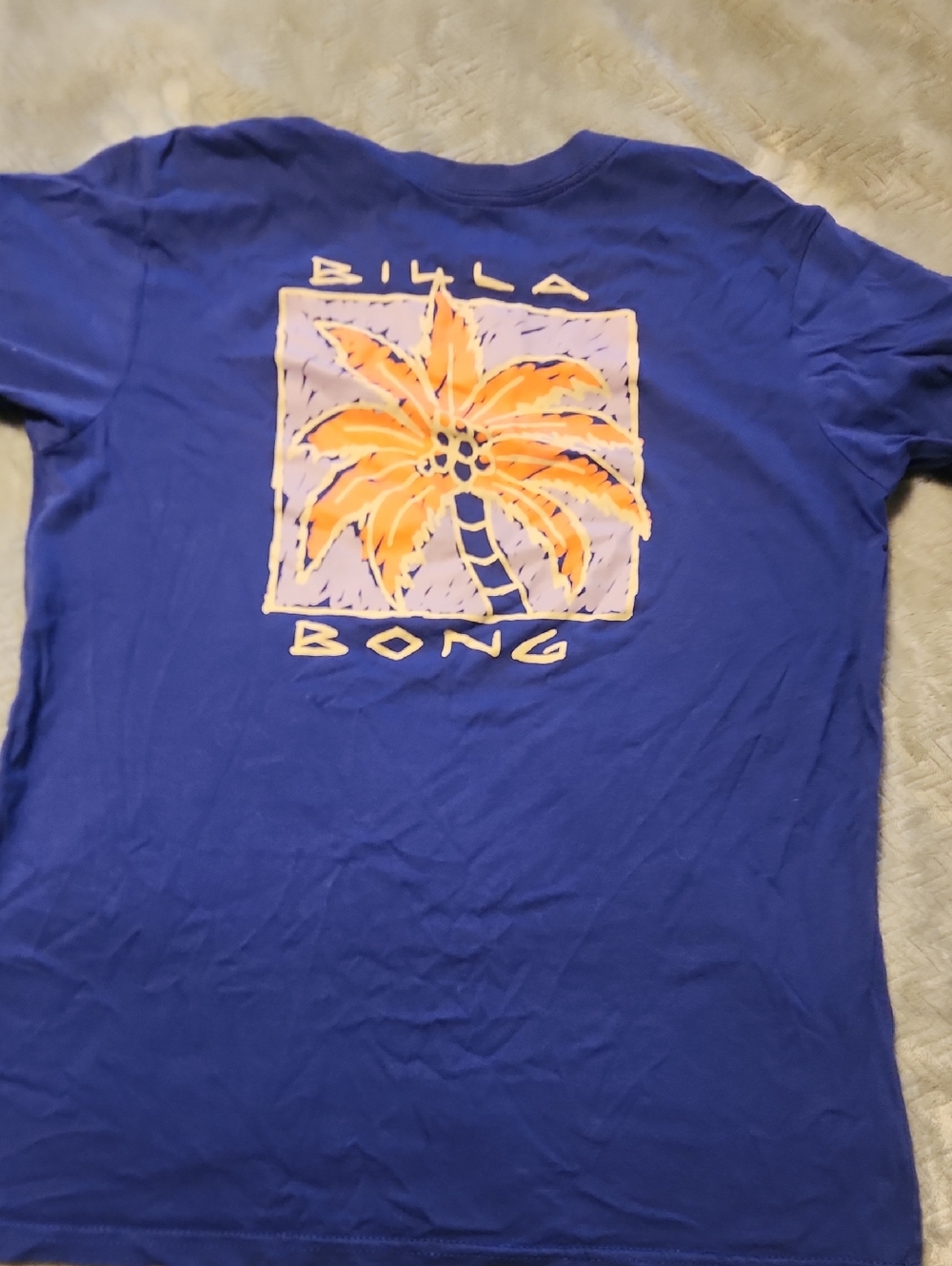 Billabong Bluish Purplish Tee with Orange Palm Graphic
